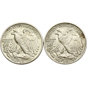 USA 1/2 Dollar 1945 & 1946 Lot of 2 coins