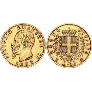 Italy 20 Lire 1863 T BN