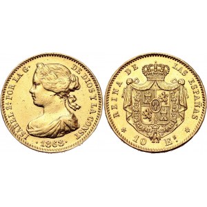 Spain 10 Escudos 1868 (*1873)