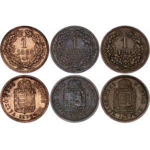 Hungary 3 x 1 Krajczar 1886 - 1891 KB
