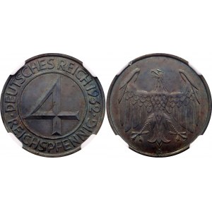 Germany - Weimar Republic 4 Reichspfennig 1932 A NGC MS64 BN