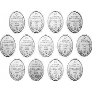 Turkey Set of 13 Coins 2002 Turkish Flowers Series