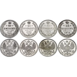Russia 4 x 20 Kopeks 1907 - 1915