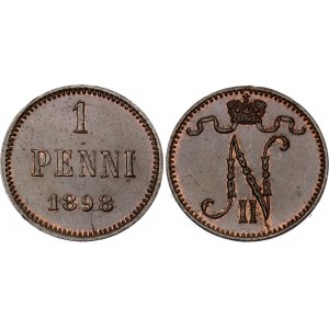 Russia - Finland 1 Penni 1898 Die Crack Error