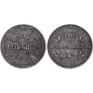 Russia 2 Kopeks 1916 J German Occupation - WW I