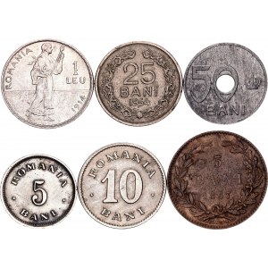 Romania Lot of 6 Coins 1867 - 1954
