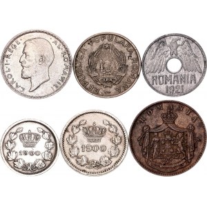 Romania Lot of 6 Coins 1867 - 1954