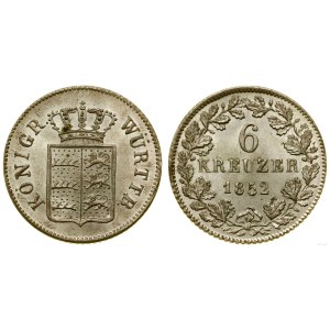 Niemcy, 6 krajcarów, 1852, Stuttgart