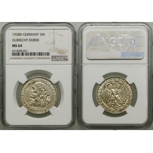 Niemcy, 3 marki, 1928 D, Monachium