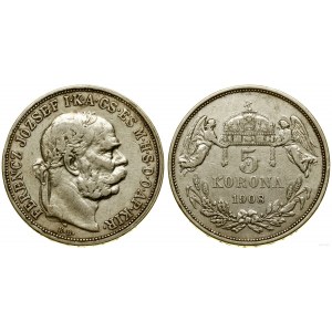 Hungary, 5 crowns, 1908 KB, Kremnica