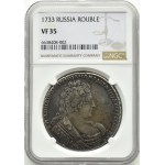 Rusko, Anna Ivanovna, rubľ 1733, Moskva, Kadaševský Monetný dvor, NGC VF35