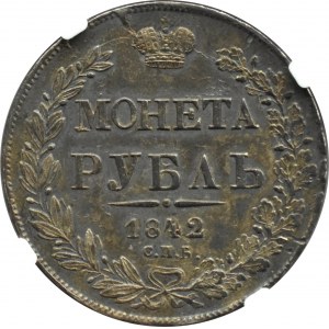 Rosja, Mikołaj I, rubel 1842 СПБ АЧ, Petersburg, NGC MS61