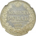Rusko, Mikuláš I., rubľ 1843 СПБ АЧ, Sankt Peterburg, NGC MS61