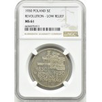 Poľsko, II RP, 5 zlotých 1930, zástava, Varšava, NGC MS61