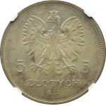 Polska, II RP, 5 złotych 1930, Sztandar, Warszawa, NGC MS61