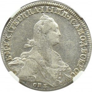 Rosja, Katarzyna II, rubel 1775 СПБ ТИ ФЛ, Petersburg, NGC AU55