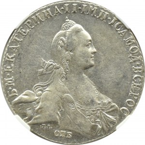 Rosja, Katarzyna II, rubel 1772 СПБ TI ЯА, Petersburg, NGC AU58