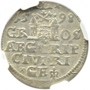 Zygmunt III Waza, trojak 1598, Ryga, NGC AU55