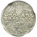 Zygmunt III Waza, trojak 1597, Poznań, odmiana z gałązką, NGC AU58