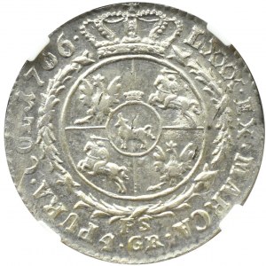 Stanisław A. Poniatowski, 4 grosze srebrne (złotówka) 1766 FS, Warszawa, NGC AU53