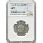 Stanisław A. Poniatowski, 4 grosze srebrne (złotówka) 1766 FS, Warszawa, NGC AU53