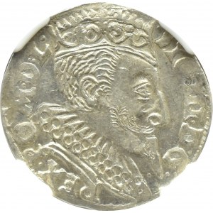 Zygmunt III Waza, trojak 1596, Bydgoszcz, NGC MS62