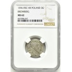 Zygmunt III Waza, trojak 1596, Bydgoszcz, NGC MS62