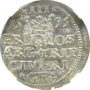 Žigmund III Vasa, trojak 1595, Riga, NGC MS63