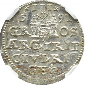 Žigmund III Vasa, trojak 1591, Riga, NGC MS63