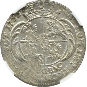 August III Sas, ort (18 groszy) 1753 E.C., Lipsk, NGC MS63