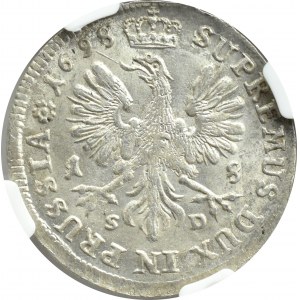 Nemecko, Prusko, Fridrich III, ort 1698 SD, Königsberg, NGC MS65