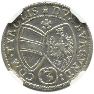 Austria, Tyrol, Ferdynand Karol, 3 krajcary 1645, Hall, NGC AU