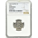 Austria, Tyrol, Ferdynand Karol, 3 krajcary 1645, Hall, NGC AU