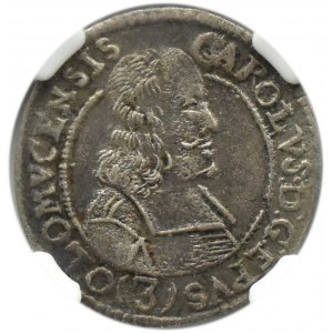 Rakúsko, Karol II. z Lichtenštajnska, 3 krajcary 1670, Olomouc, NGC AU58