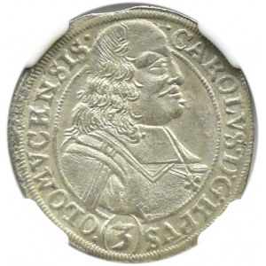 Austria, Karol II Liechtenstein, 3 krajcary 1695 SAS, Ołomuniec, NGC MS63