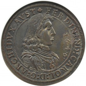 Rakúsko, Tirolsko, Ferdinand Karl Habsburg, thaler 1646, Hall, NGC AU