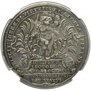 Niemcy, Elektorat Bawarii, Maksymilian II Emanuel, 5 dukatów 1692 odbitka w srebrze, Monachium, RZADKIE, NGC AU