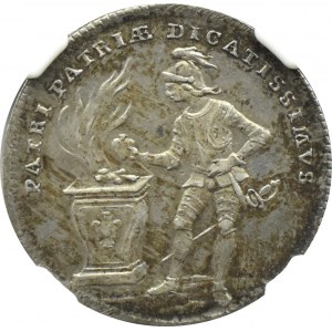 Niemcy, Brandenburgia-Ansbach, Aleksander, dukat 1769 CWB, odbitka w srebrze, Saalfeld, RZADKA, NGC AU58