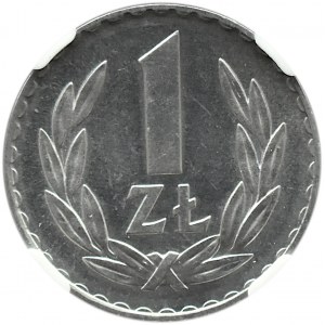 Poľsko, PRL, 1 zlotý 1974 so značkou mincovne, Varšava, NGC MS63