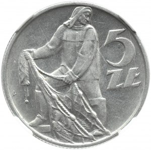 Poľsko, Poľská ľudová republika, Rybak, 5 zlotých 1960, Varšava, NGC AU58