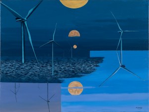 Katarzyna Lembryk, Wschód księżyca na farmie wiatrowej na Morzu Północnym, 2023