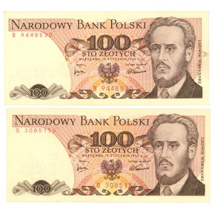 100 złotych 1975 - seria B - set 2 sztuk