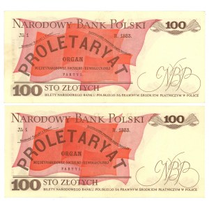 100 złotych 1975 - seria B - set 2 sztuk