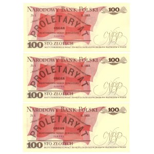 100 złotych 1979 - seria FH - set 3 sztuk