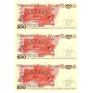 100 Zloty 1982 - Serie LN - Satz von 3 Stück