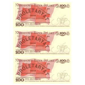 100 Zloty 1986 - Serie LS - Satz von 3 Stück