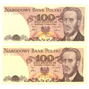 100 złotych 1986 - seria LT/MY - set 2 sztuk