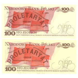 100 złotych 1986 - seria LT/MY - set 2 sztuk