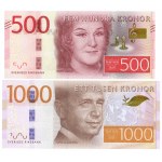 SZWECJA - 20, 50, 200, 500 i 1000 koron 2015 - zestaw 5 sztuk