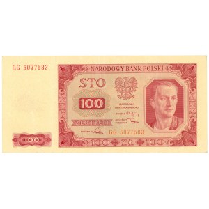 100 zlotých 1948 - série GG bez rámečku kolem nominální hodnoty 100